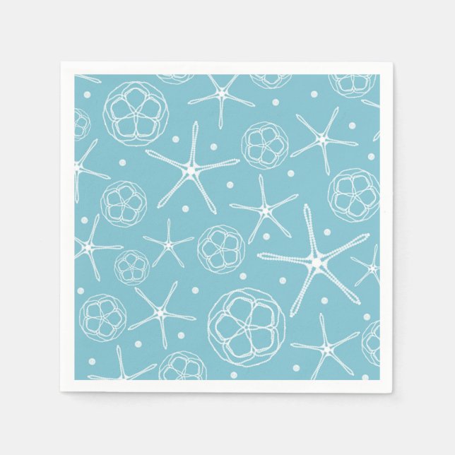 White Pearl Starfish Wedding Brautparty Party Serviette (Vorderseite)