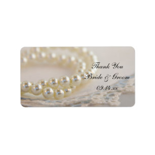 White Pearls Blue Lace Wedding Vielen Dank für Ihr Adressaufkleber