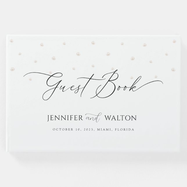 White Pearls Hochzeit Gästebuch (Vorderseite)