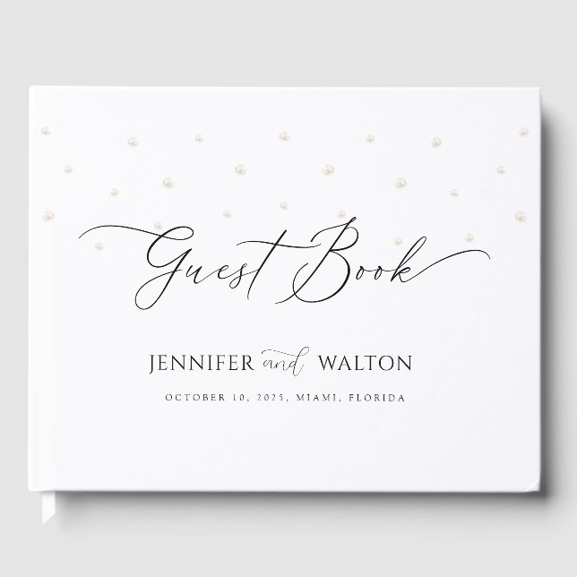 White Pearls Hochzeit Gästebuch (Vorderseite)