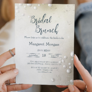 White Pearls Minimalistisch Bridal Brunch Einladung