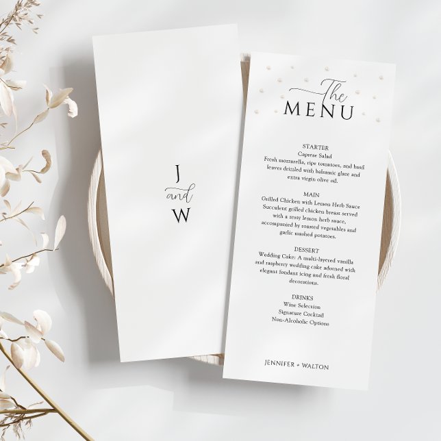 White Pearls Wedding Menu Menükarte (Von Creator hochgeladen)