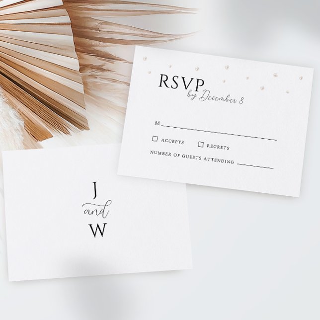 White Pearls Wedding RSVP Card Karte (Von Creator hochgeladen)