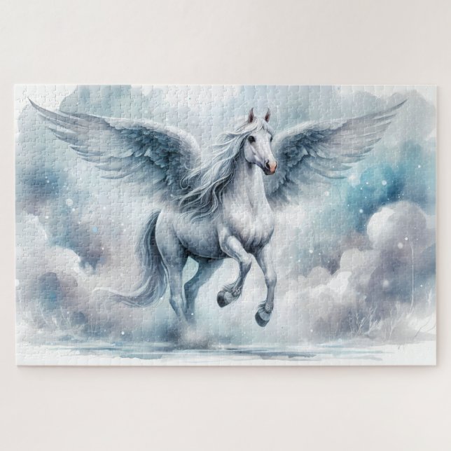 White Pegasus Wings Soft Blue Sky Dreamscape (Horizontal)