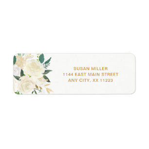 White Peonies Floral Hochzeit Rücksendeadresse