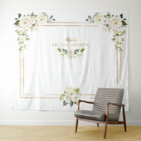 White Peonies Gold Foto Booth Brautparty