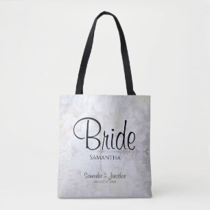 White Peonies & Reflection Hearts Wedding Bridge Tasche