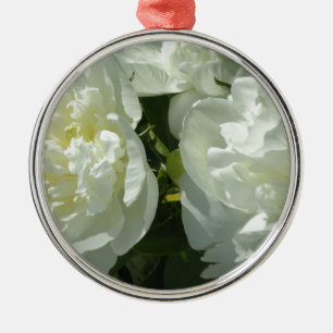 White Peonies Silbernes Ornament