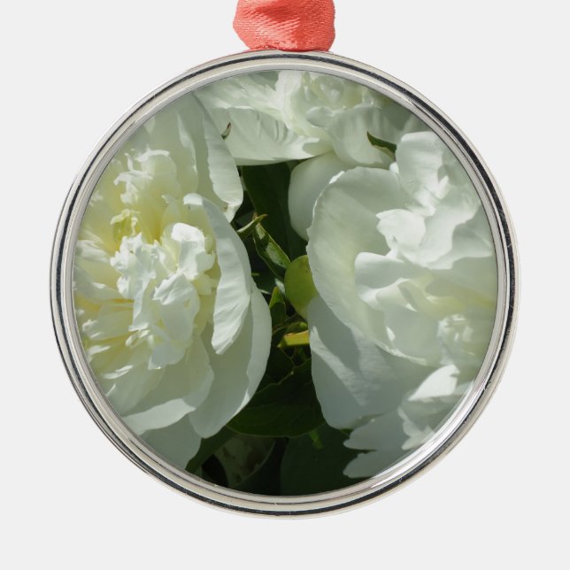 White Peonies Silbernes Ornament (Vorne)