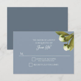 White Peonings mit Dusty Blue Wedding RSVP