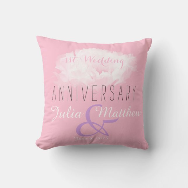 White Peony 1er Mariage Anniversaire Coussin perso (Recto)