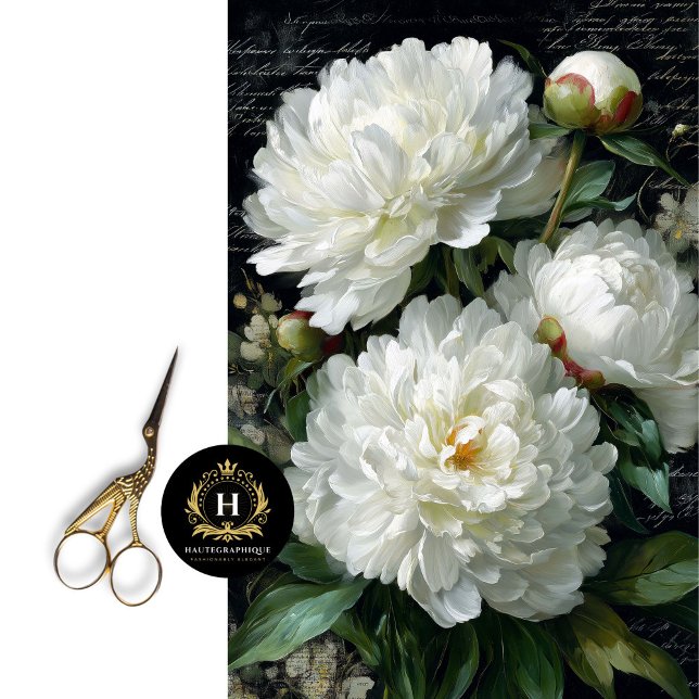 White Peony Blossom Decoupage Seidenpapier (Turn an Old Trunk into a Botanical Treasure Chest)