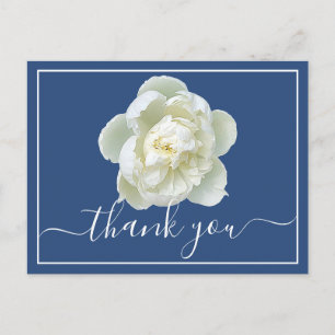 White Peony Blue Hintergrund Vielen Dank  Postkarte