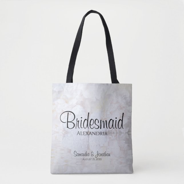 White Peony Blume & Hearts Bridesmaid Hochzeit Tasche (Vorderseite)