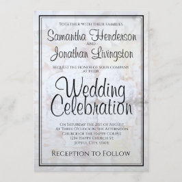White Peony Blume & Hearts Reflections Wedding Einladung