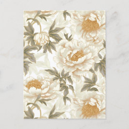 White Peony Chiyogami Postkarte