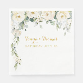 White Peony Epiphany Wedding Luncheon Napkins Serviette