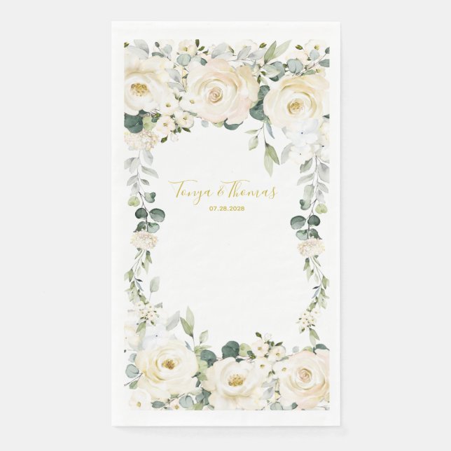 White Peony Epiphany Wedding Serviette (Vorderseite)
