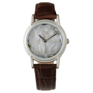 White Peony Floral Photographie Montre Mariée