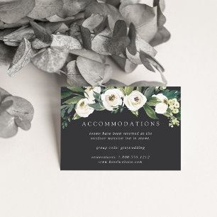 White Peony Floral Wedding Hotel Unterkünfte Begleitkarte