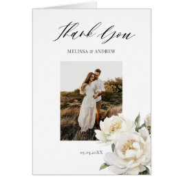 White Peony Foto Wedding Danke Karte