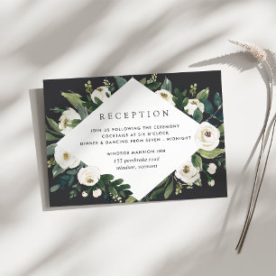 White Peony Hochzeitsempfang für Wasserfarben Begleitkarte