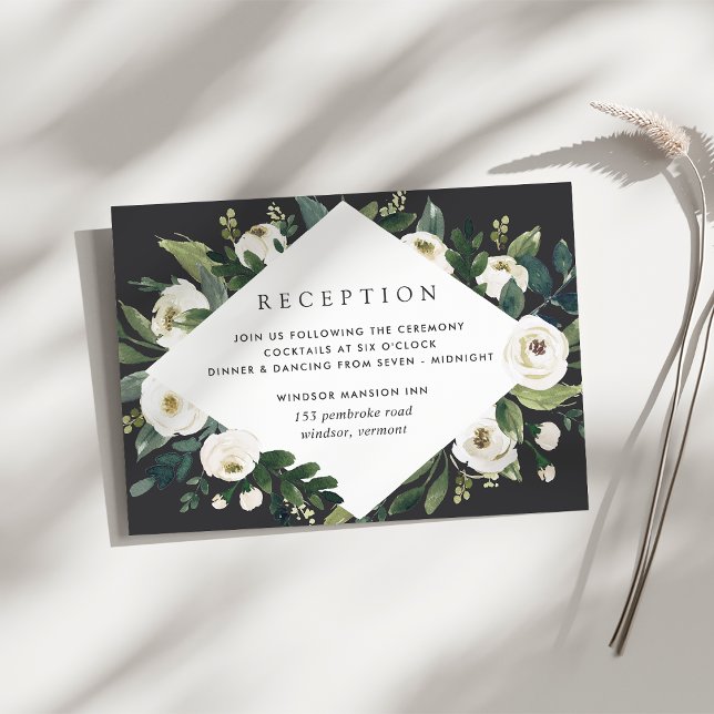 White Peony | Hochzeitsempfang für Wasserfarben Begleitkarte (Von Creator hochgeladen)