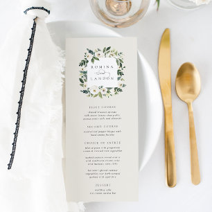 White Peony   Hochzeitswasser für Wasserfarben Menükarte