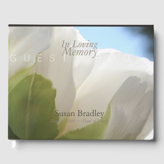White Peony in Love Memory Funeral Gästebuch (Vorderseite)