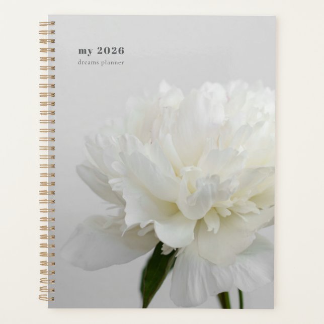 White Peony Minimalist Planner Planer (Vorderseite)