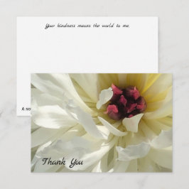 White Peony mit Pink Center Flat Danke Karte