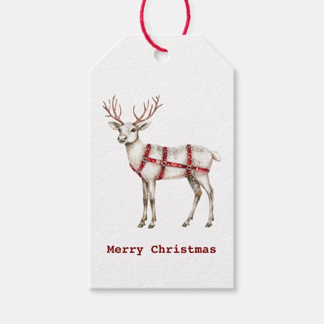 White Peppermint Hirsch Geschenkanhänger (Vorderseite)