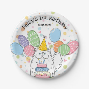 White Persian Cat Birthday Party Paper Teller