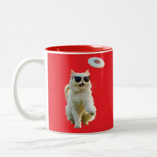 White Persian Disk Golf Zweifarbige Tasse (Links)