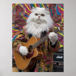 White Persian Rocker Poster