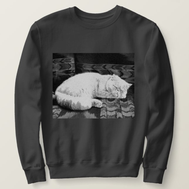 White Persian Sleeping Cat Sweatshirt (Design vorne)