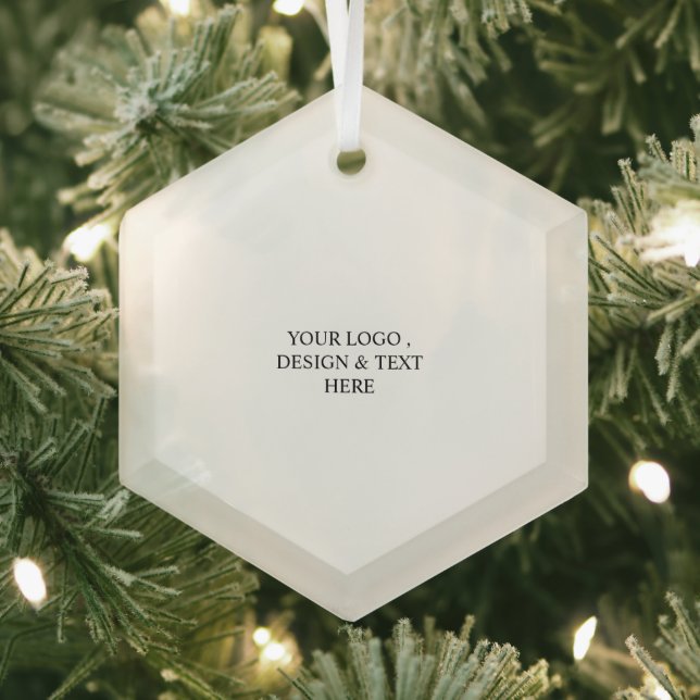 White Personalized – Your Logo & Text Here Ornament Aus Glas (Insitu)