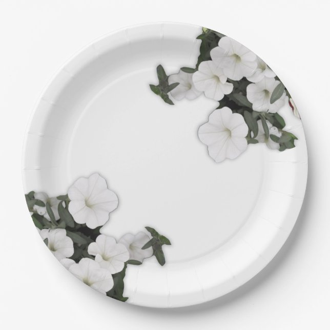 White Petunia Paper-Teller Pappteller (Vorderseite)