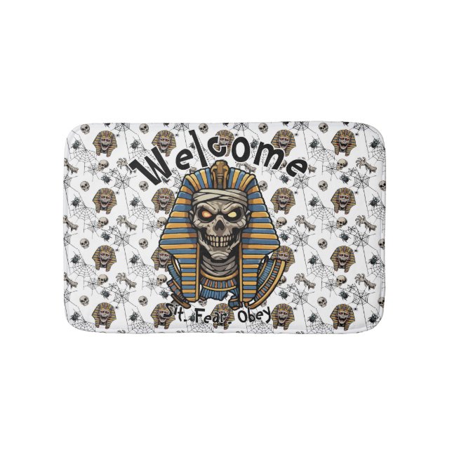 🤍 White Pharaoh Mummy Doormat 🎃 👑 Badematte (Vorderseite)