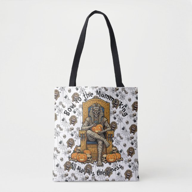 🤍 White Pharaoh Mummy Tote Bag 👑 🎃 Tasche (Vorderseite)