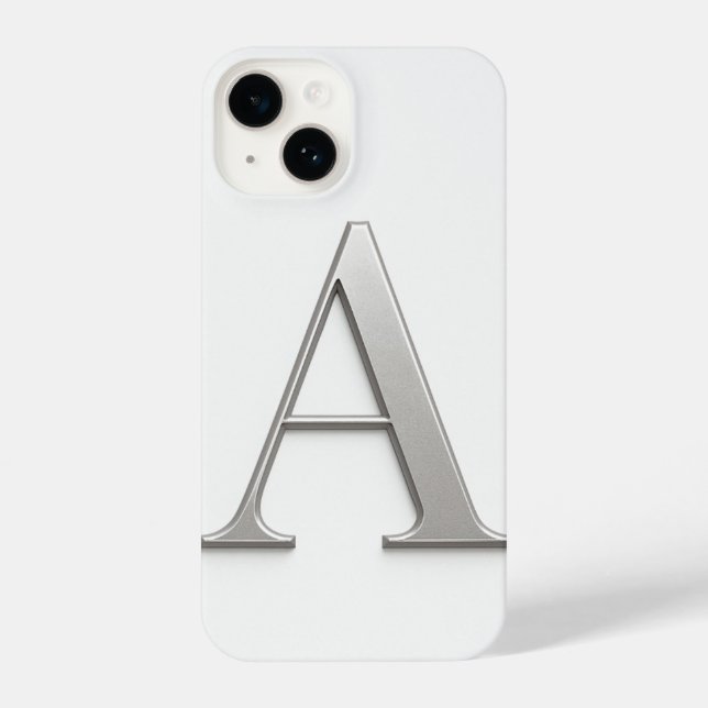 White Phone Case with Silver Letter Trendy iPhone 14 Hülle (Rückseite)