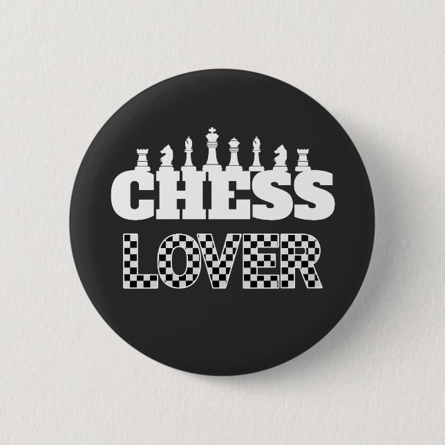 White Pieces Lover Board Muster von Schach Word Button (Vorderseite)