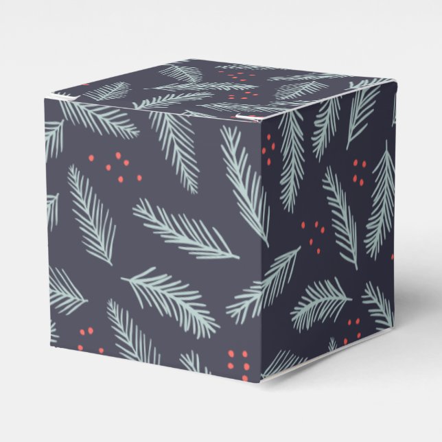 White Pine Boughers Feathers Holly Berries Weihnac Geschenkschachtel (Vorderseite)