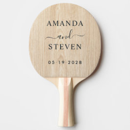 White Pine Couple Names with Wedding Date Tischtennis Schläger