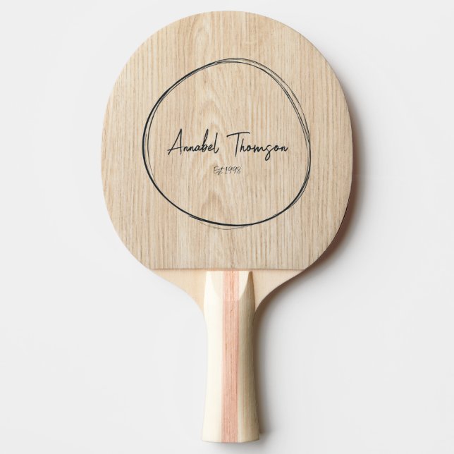 White Pine Name in Drawn Circle  Tischtennis Schläger (Vorderseite)
