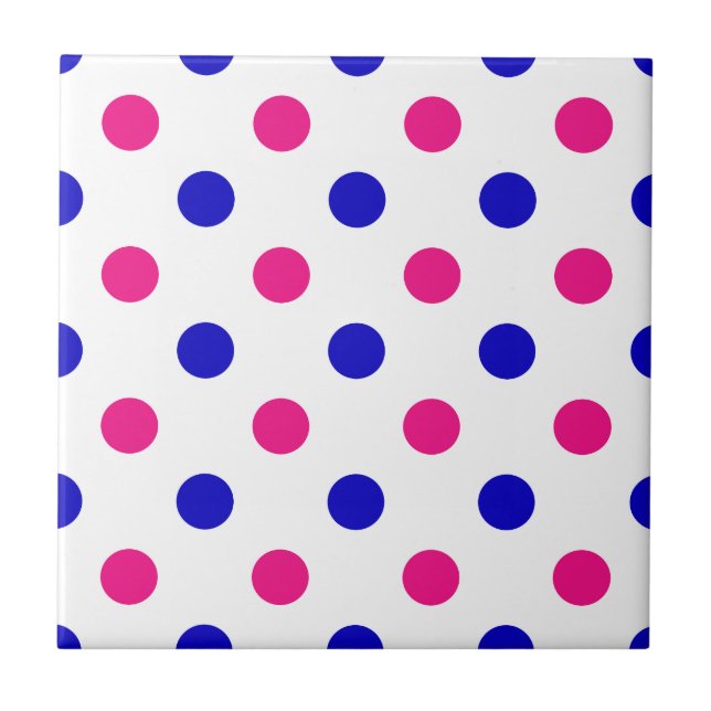 White Pink Blue Polka Dot Pattern Fliese (Vorderseite)