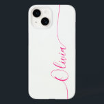 White Pink Elegant Calligraphy Script Name Case-Mate iPhone 14 Hülle<br><div class="desc">White Pink Elegant Kalligraphie Script Custom Personalisiert Name iPhone 14 Smart Phone Cases bietet ein modernes und trendy einfaches und stilvolles Design mit Ihrem personalisierten Namen in eleganten handgeschriebenen Kalligraphie Skript Typografie auf einem weißen Hintergrund. Entworfen von ©Evco Studio www.zazzle.com/store/evcostudio</div>