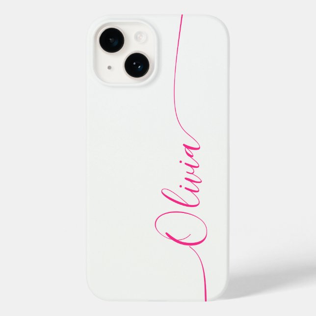 White Pink Elegant Calligraphy Script Name Case-Mate iPhone 14 Hülle (Rückseite)