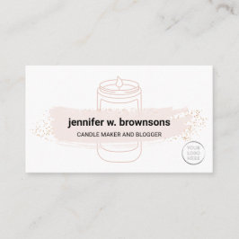 White Pink elegant simple soy candle logo Visitenkarte