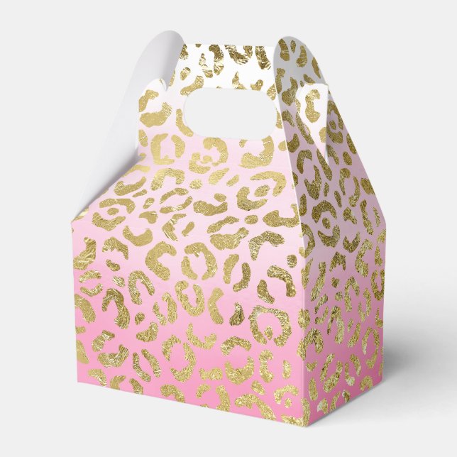 White Pink Gold Glam Leopard Geschenkschachtel (Rückseite)